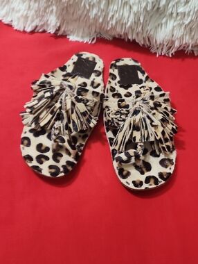 Figue Scaramouche Leopard Print Tassel Slide Sandals - Women